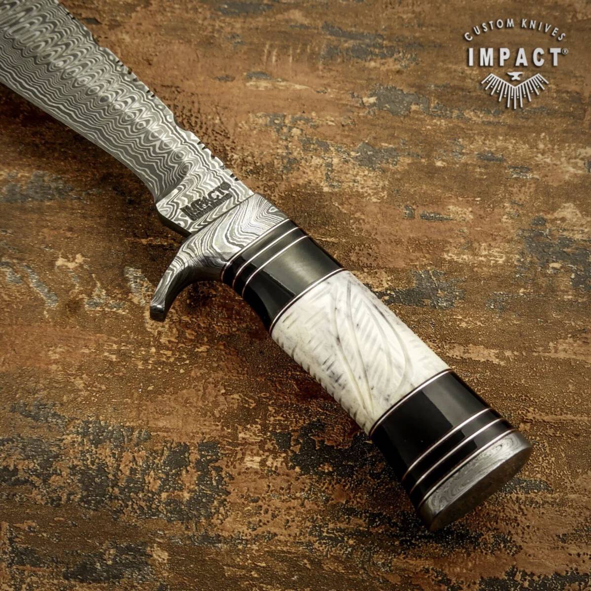 ☆全長35.6cm イギリス IMPACT製 ダマスカス鋼 ナイフ カスタム