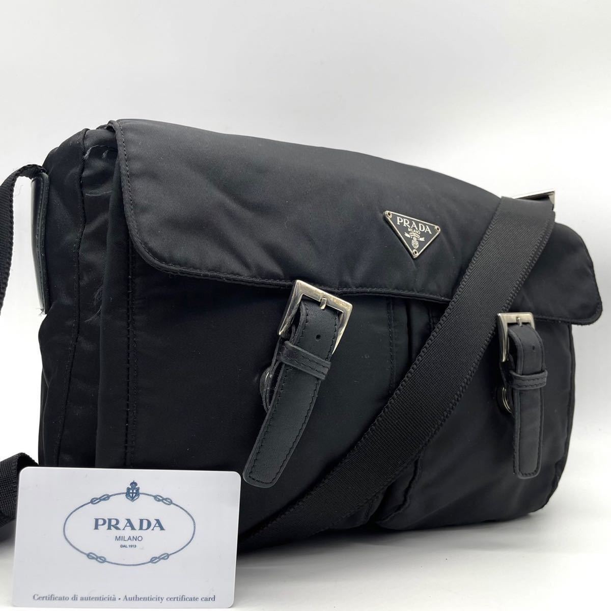 得価，お買い得 1円 極上品 PRADA プラダ B6671 メッセンジャーバッグ ショルダーバッグ 斜めかけ リナイロン 三角プレート ブラック 黒 メンズ 正規品(ショルダーバッグ)｜売買されたオークション情報、yahooの かばん、バッグ