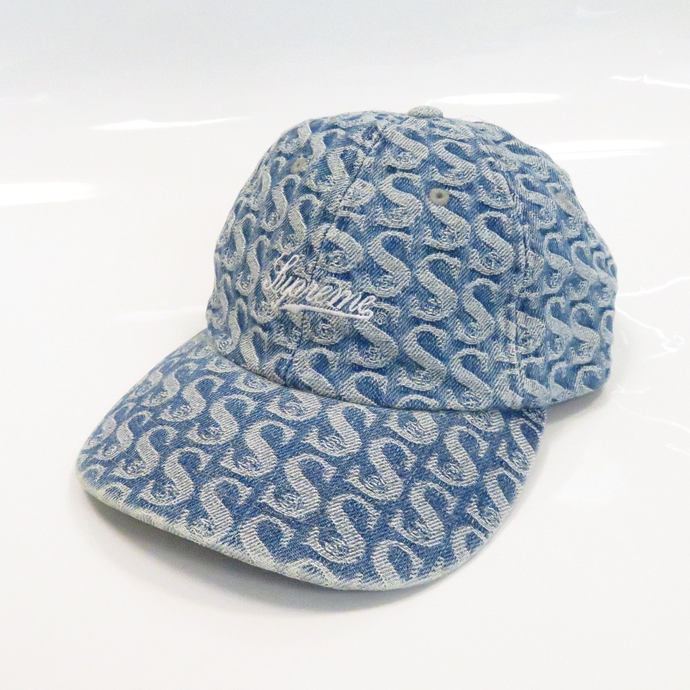 Th422951 シュプリーム キャップ Sロゴ総柄 Monogram Denim 6-Panel 