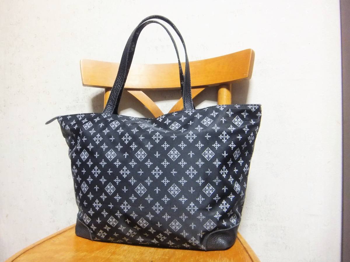 ☆russet ラシット 上品モノグラム柄トートバッグ☆黒 収納力大 