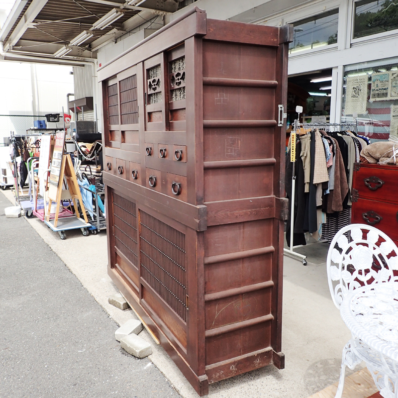 7GJ【横浜港北】和製アンティーク 六尺近江水屋箪笥 時代箪笥 かまぼこ