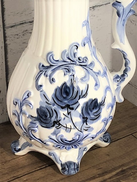 B-1769☆KATO KOGEI 加藤工芸 ハンドペイント 薔薇 バラ飾り 水差し  