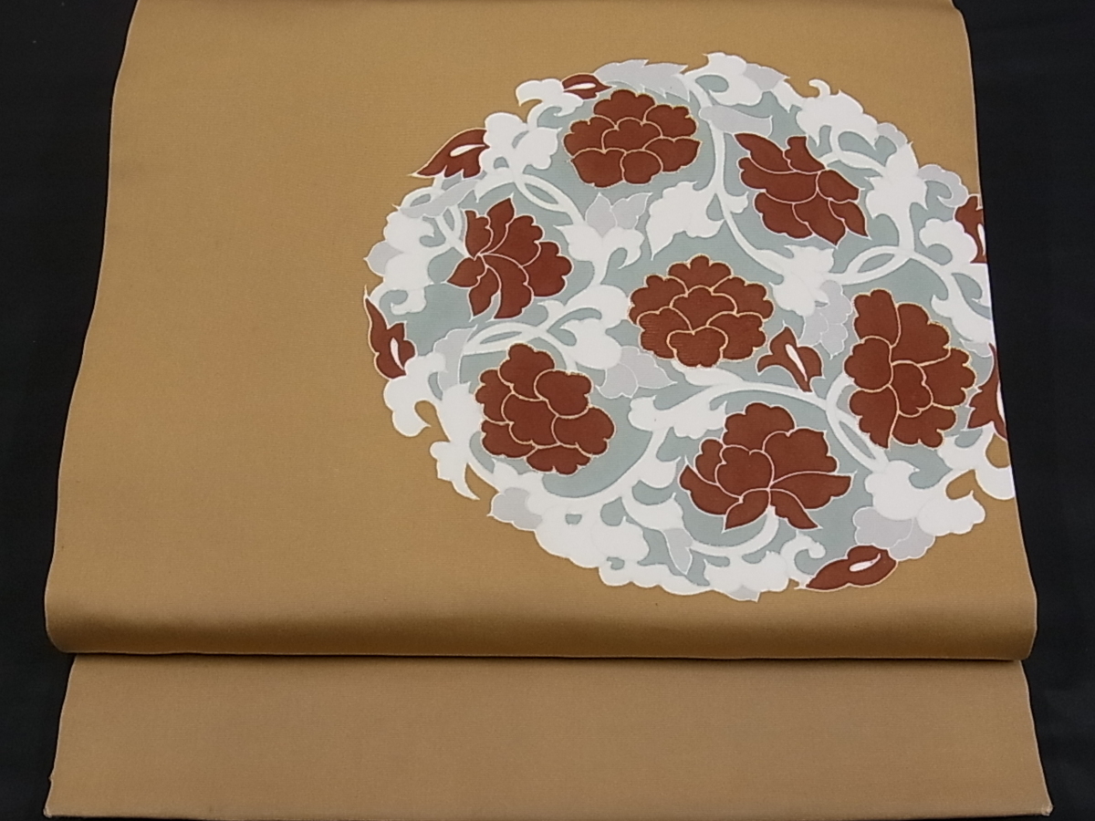 九寸名古屋帯 刺繍 金彩 平和屋着物○塩瀬 作家物 蔦の葉