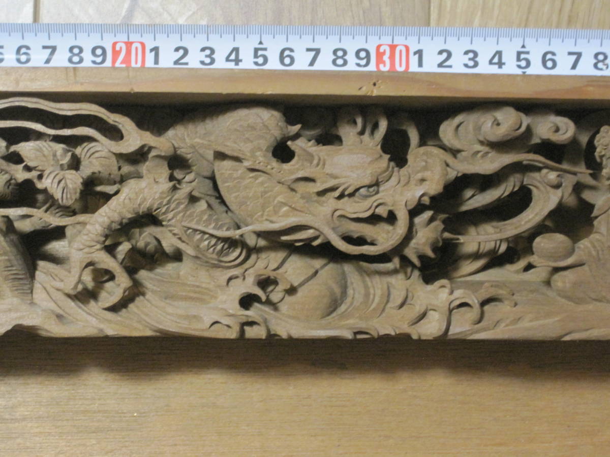 専用大正期 木製透かし彫り『龍羅漢図』金箔塗り 欄間飾り木彫欄間 仏壇飾 竜 龍 仏像 大仏 欄間 透彫 透かし彫り 仏教美術 木製彫刻 仏壇 仏具 木製