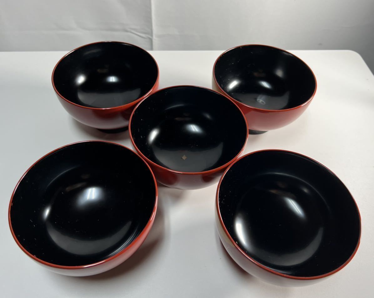 輪島塗 吸物椀 5客 蒔絵 箱付 5客セット 共箱 趣楽 忍草