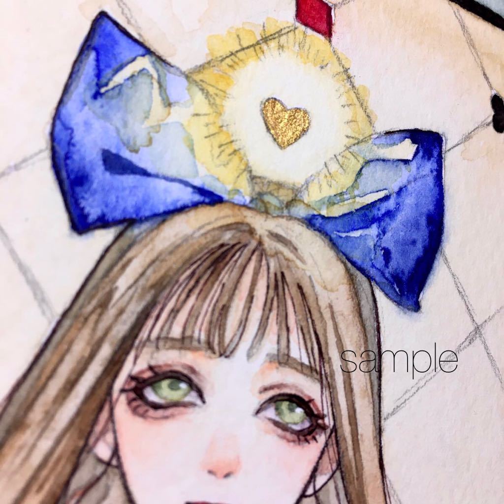 手描きイラストオリジナル Alice S Heart ポストカードサイズ 透明水彩原画 アリスモチーフ アンティーク調 レトロ 手描きイラスト 売買されたオークション情報 Yahooの商品情報をアーカイブ公開 オークファン Aucfan Com
