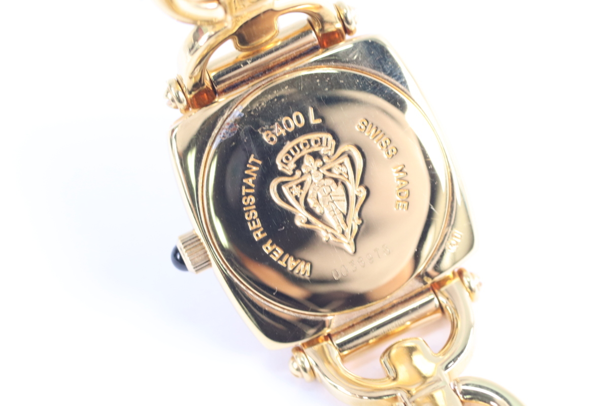 グッチ 6400L ホーススピット SS 黒文字盤 腕時計 外箱付き GUCCI