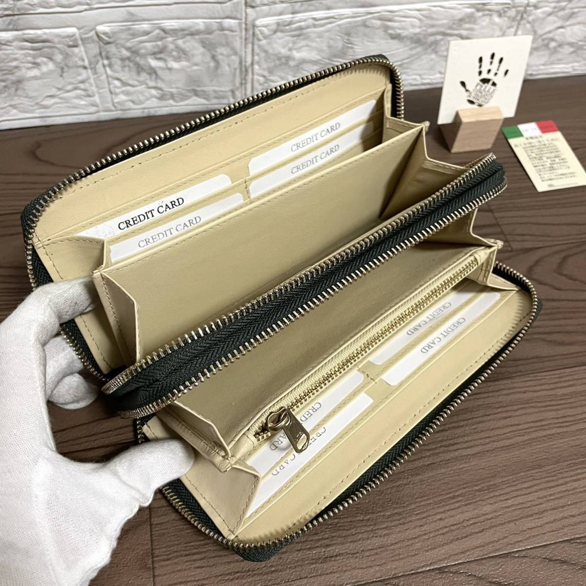 イタリアンレザー メンズ 財布 長財布 ダブルファスナー ダブルジップ