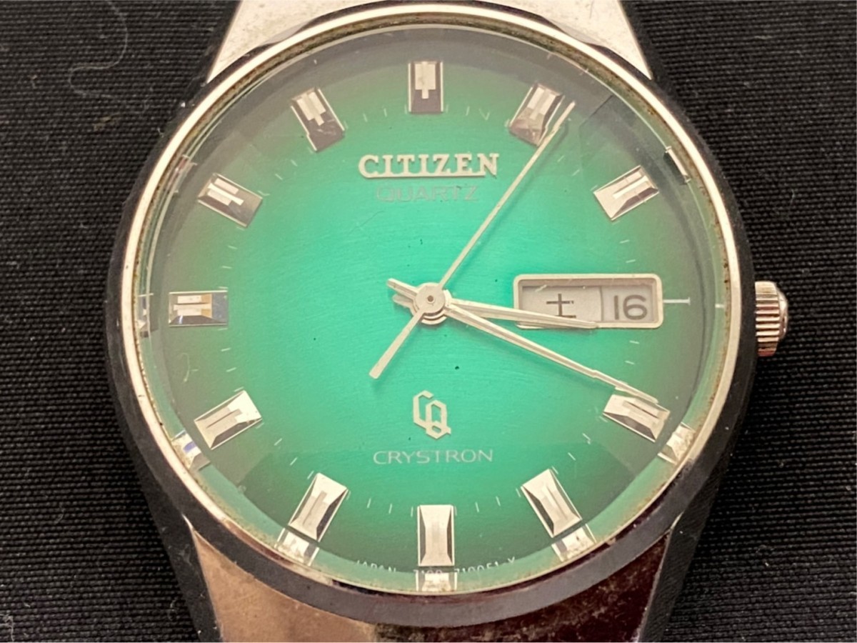 CITIZEN シチズン 4-710053 Y ヴィンテージ グリーン文字盤 CRYSTRON 