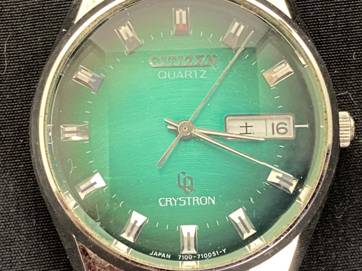 CITIZEN シチズン 4-710053 Y ヴィンテージ グリーン文字盤 CRYSTRON 