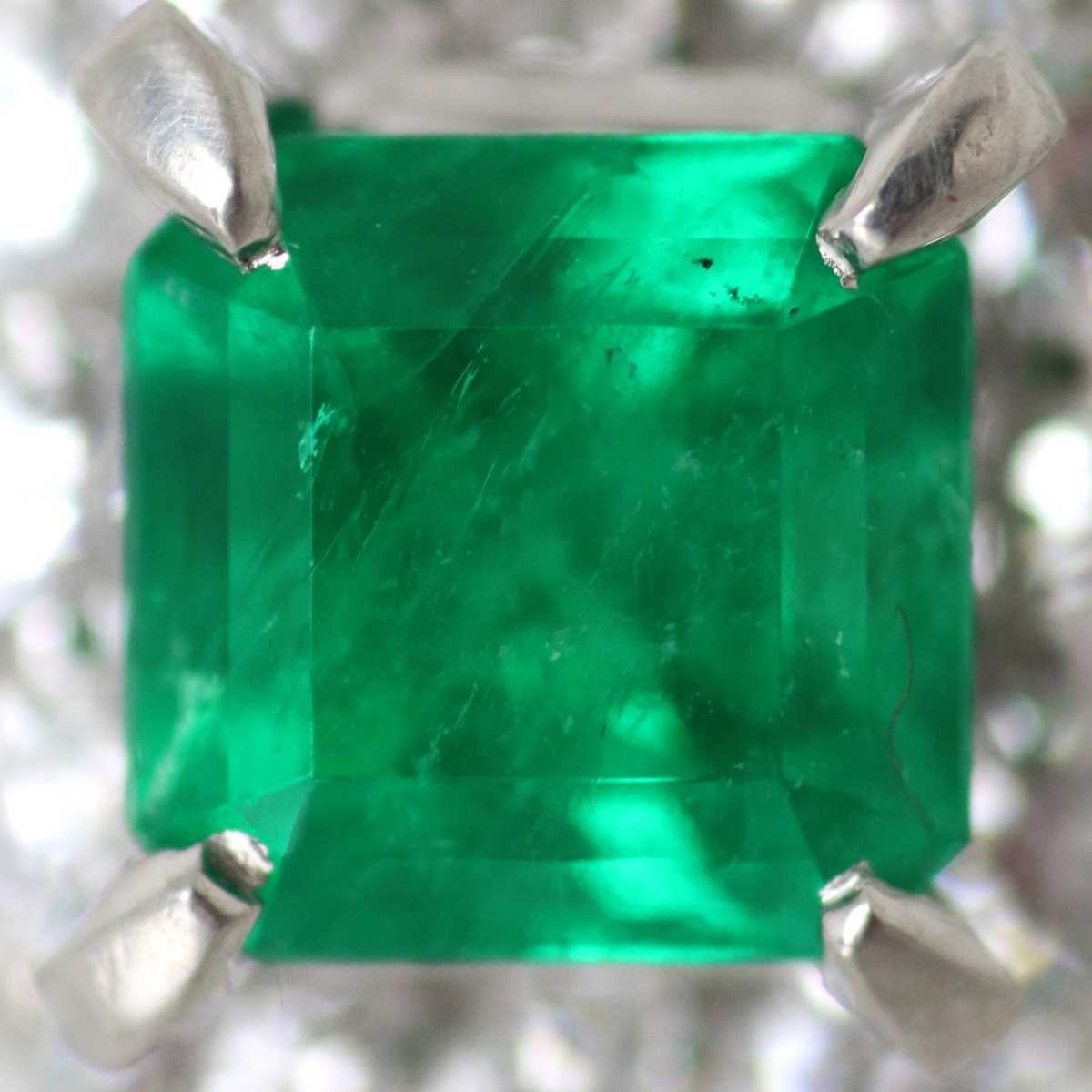 エメラルドリング 鑑別書 Pt900 約10号 総重量:5.8g エメラルド:0.85ct 