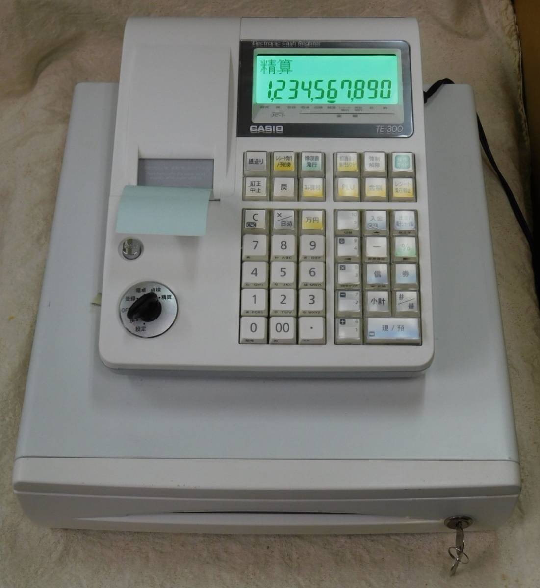 CASIO カシオ 電子レジスター TE-300 ホワイト 印字動作確認済み 鍵