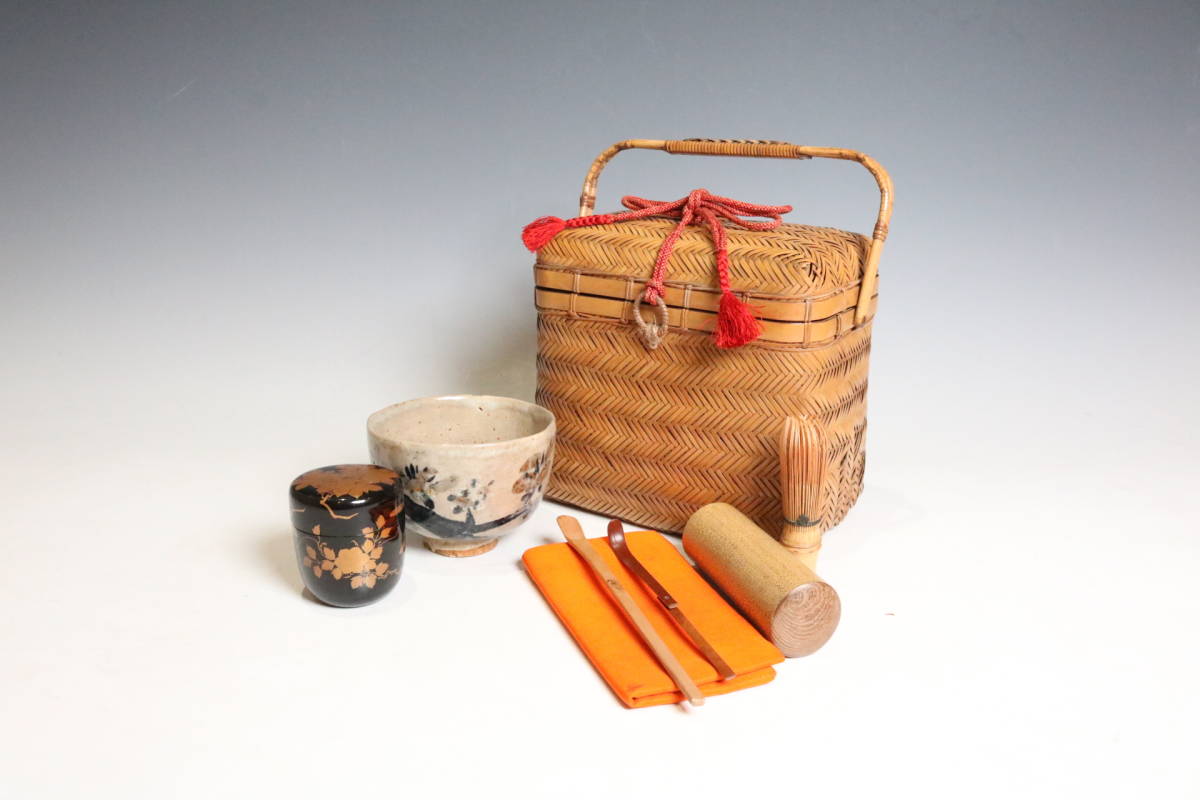 篭師 野口籃峰斎 網代 竹編 茶籠 野点 煎茶籠 御所籠 茶
