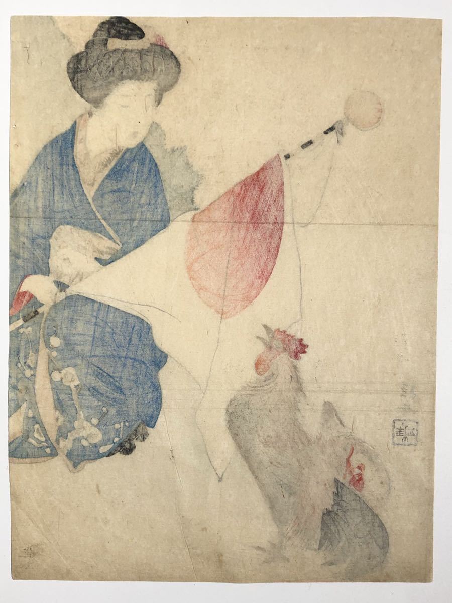 木版口絵 武内桂舟『東天紅』明治42年 文芸倶楽部15巻1号挿絵 木版画 ◇武内桂舟「東天紅」木版口絵 文芸倶楽部15巻1号 明治42年 挿絵画家