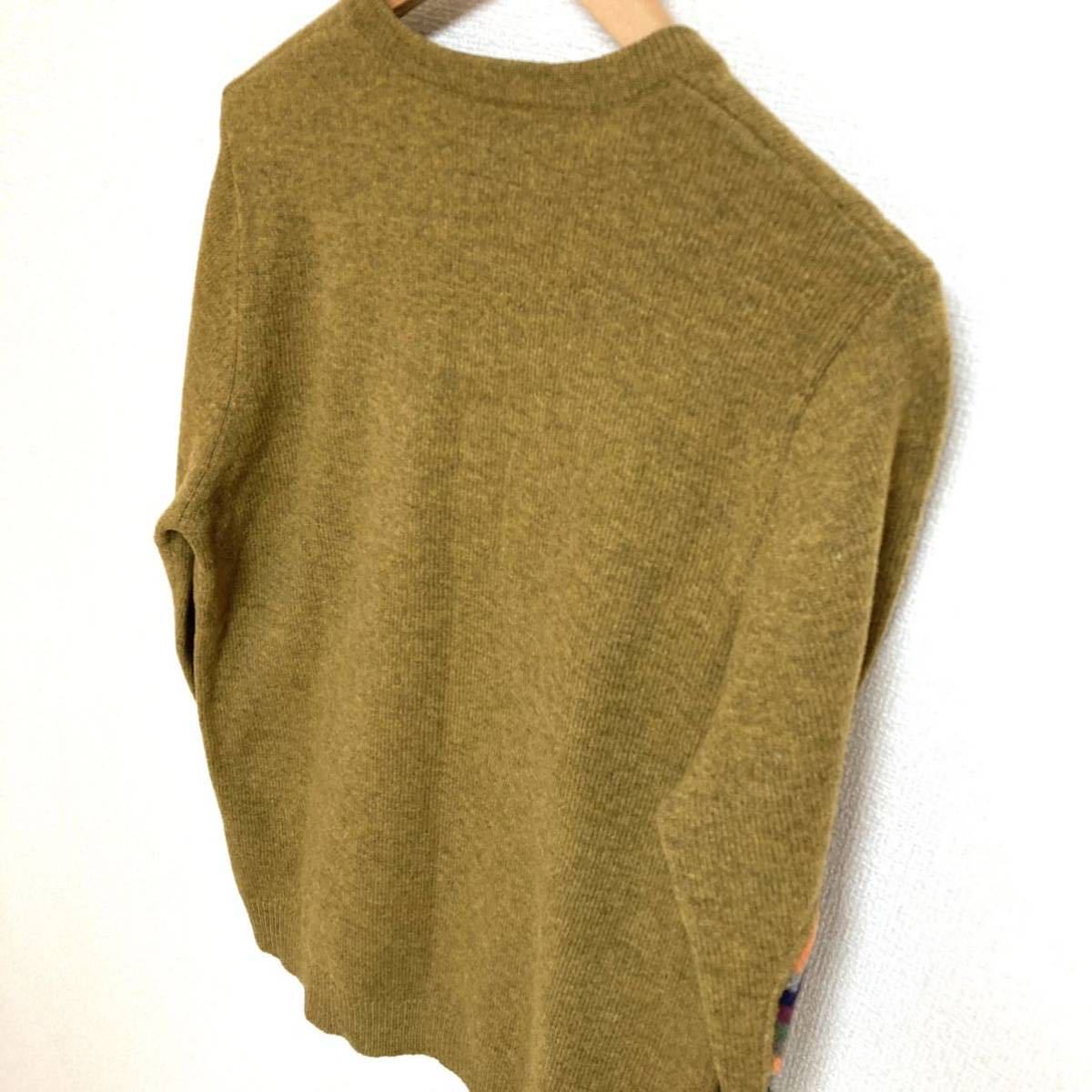 STUSSY】ステューシー ニット セーター ラムウール100% エルボーパッチ 