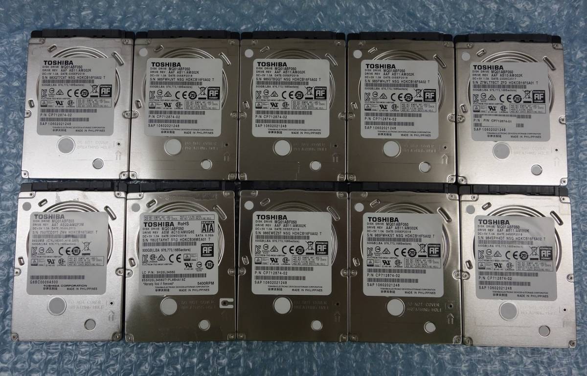人気SALE，安い 1円 全国 2.5インチ HDD TOSHIBA MQ01ABF050 500GB 合計10個 crystaldiskinfo正常確認済み(500GB～)｜売買されたオークション情報、yahooの商品情報をアーカイブ公開 - オークファン 2.5 SerialATA