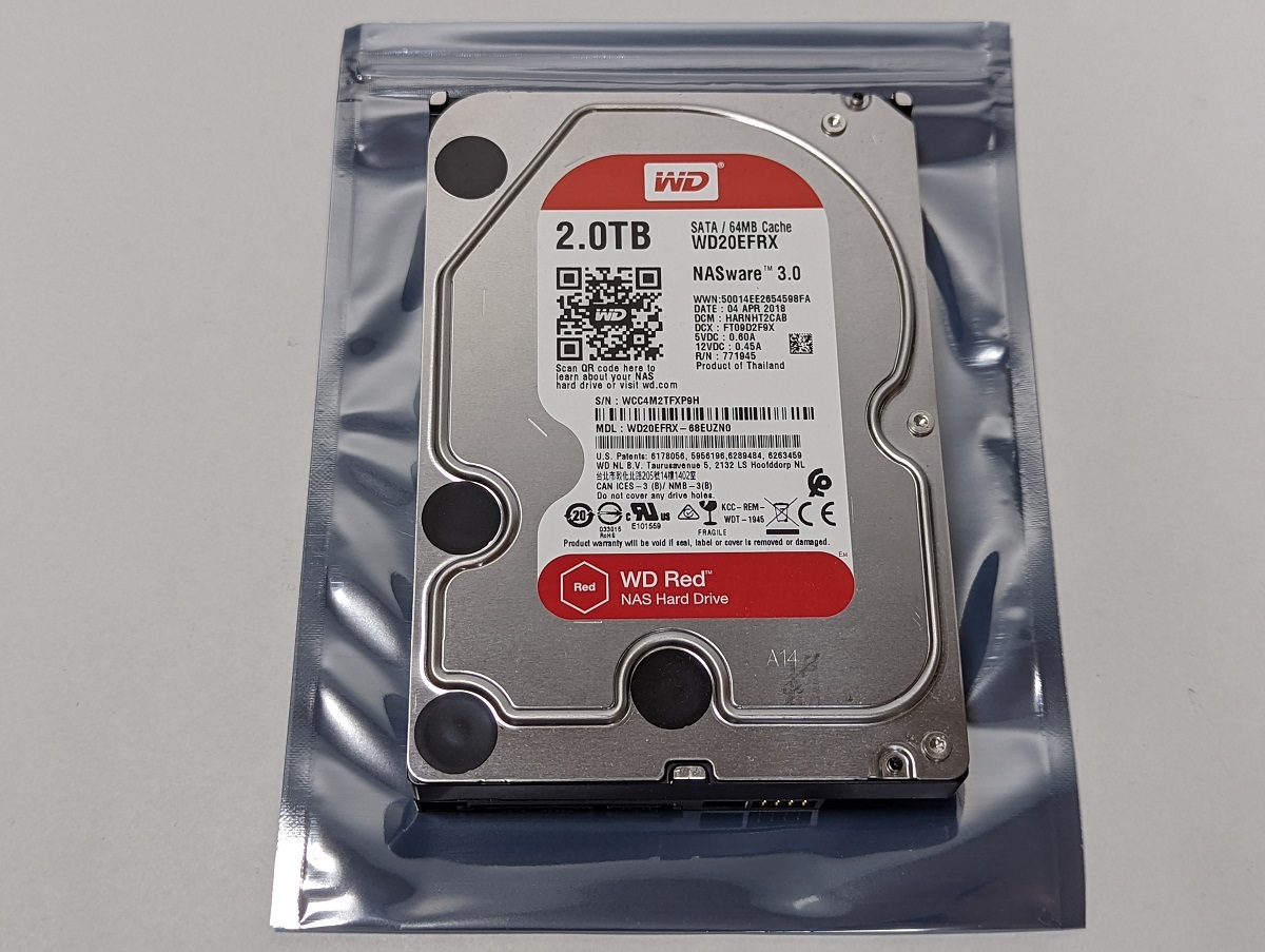 使用時間31時間 NAS向け HDD WD RED 2TB ウエスタンデジタル 3.5インチ