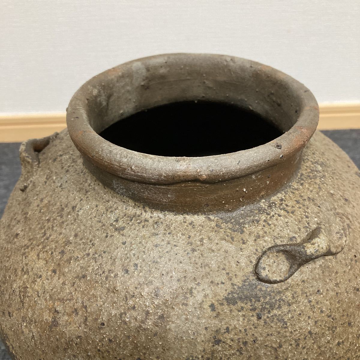 備前焼 砧形 花生 花入 窯変 花瓶 飾壺 共箱 在銘 / 花器 茶道具 備前焼 砧形 花生 花入 窯変 花瓶 飾壺 共箱 在銘 / 花器