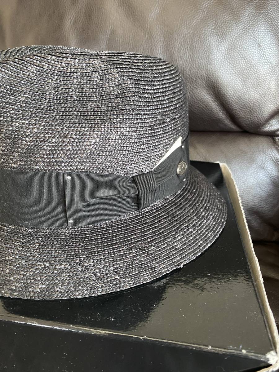 Borsalino ボルサリーノ　５９サイズ　パナマ帽　イタリア製　黒　新宿伊勢丹にて購入　天然草