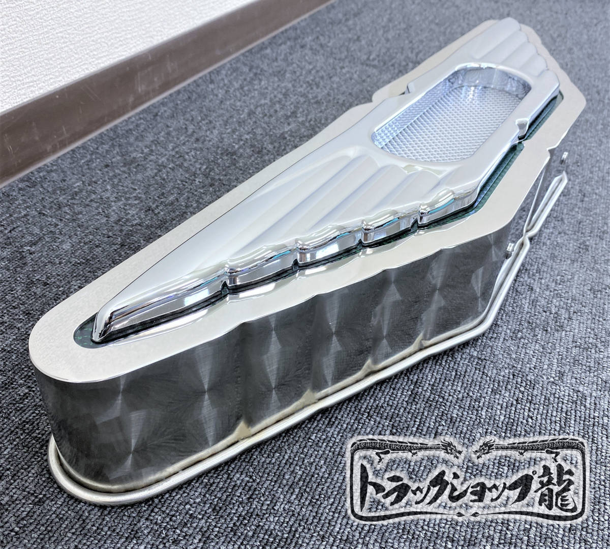 1円～！ 鏡面×鱗柄 日野 バスマーク 中型用 アンドン ステンレス 6mm丸