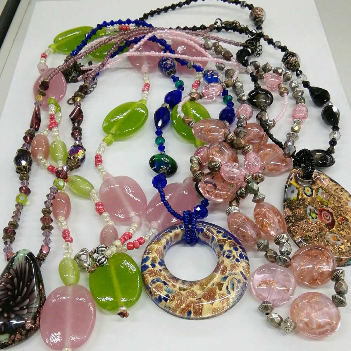 クリスタルガラスドロップのネックレス ネックレス アクアマリン＊金具