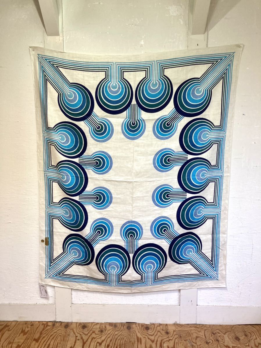 絵 □ポーランド製 ヴィンテージ テーブルクロス 132×160cm リネンクロス