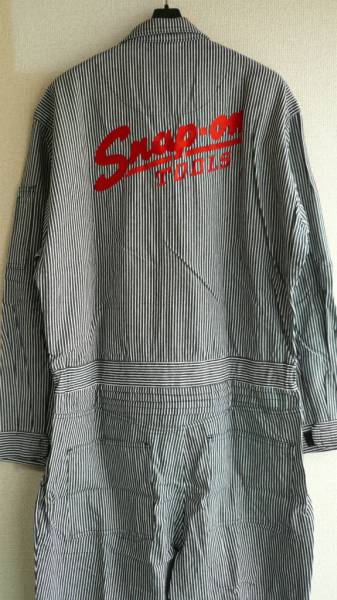 スナップオン【Snap-on】つなぎ☆人気のヒッコリー☆LL 白×黒(つなぎ