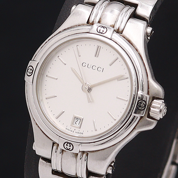 グッチ デイト 9040L GUCCI QZ シルバー文字盤 SS 腕時計 クォーツ