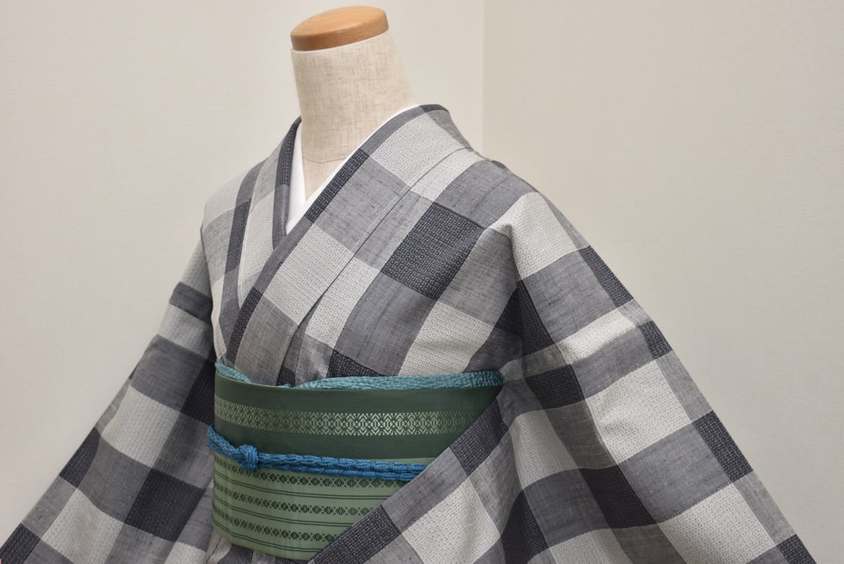 紬 秀品 華文 段縞 濃紫 袷 162.5cm 66.5cm M 正絹(その他)｜売買され 