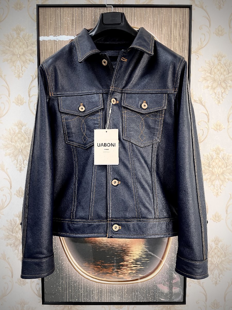 得価，送料無料 最上級 UABONI Paris ユアボニ レザージャケット EU製 フランス パリ発 上質牛革 重厚 ライダース オートバイ バイク アウター M/46(Mサイズ)｜売買されたオークション情報、yahooの商品情報をアー 男性用