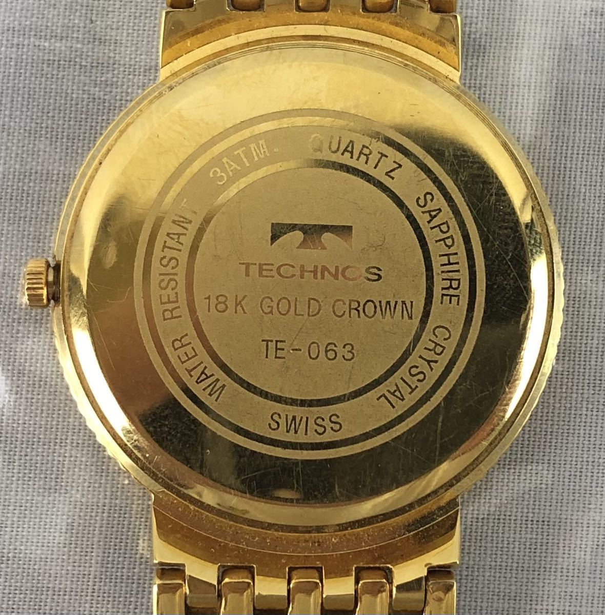 TECHNOS テクノス 18K CROWN TE-063 メンズ クオーツ QUARTZ