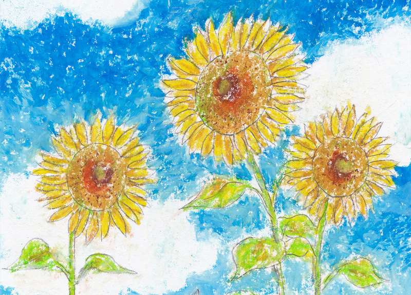 直筆 手描き オリジナル猫イラスト 青空とひまわり 猫イラスト 猫の絵 ひまわり 原画 風景 花と猫 クレヨン画 パステル画 クレヨン画 売買されたオークション情報 Yahooの商品情報をアーカイブ公開 オークファン Aucfan Com