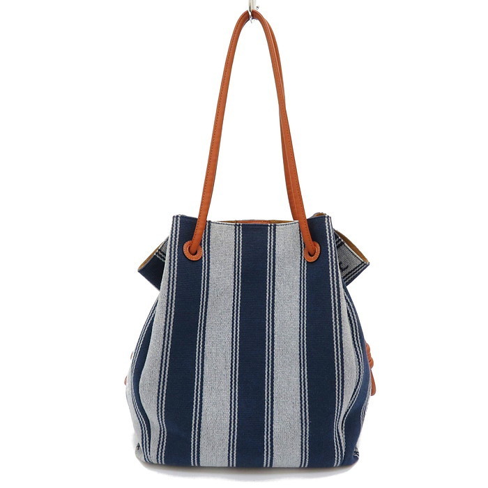 LOEWE/ロエベ フラメンコノット ストライプ トートバッグ キャンバス 