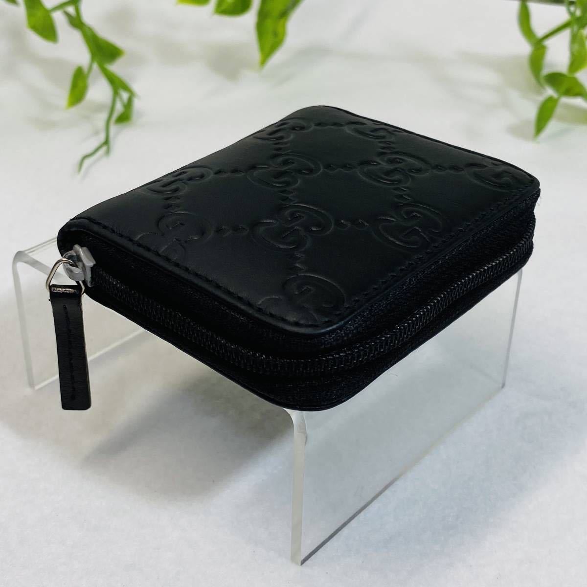 美品》GUCCI グッチ レザー グッチシマ 小銭入れ コインケース GG 