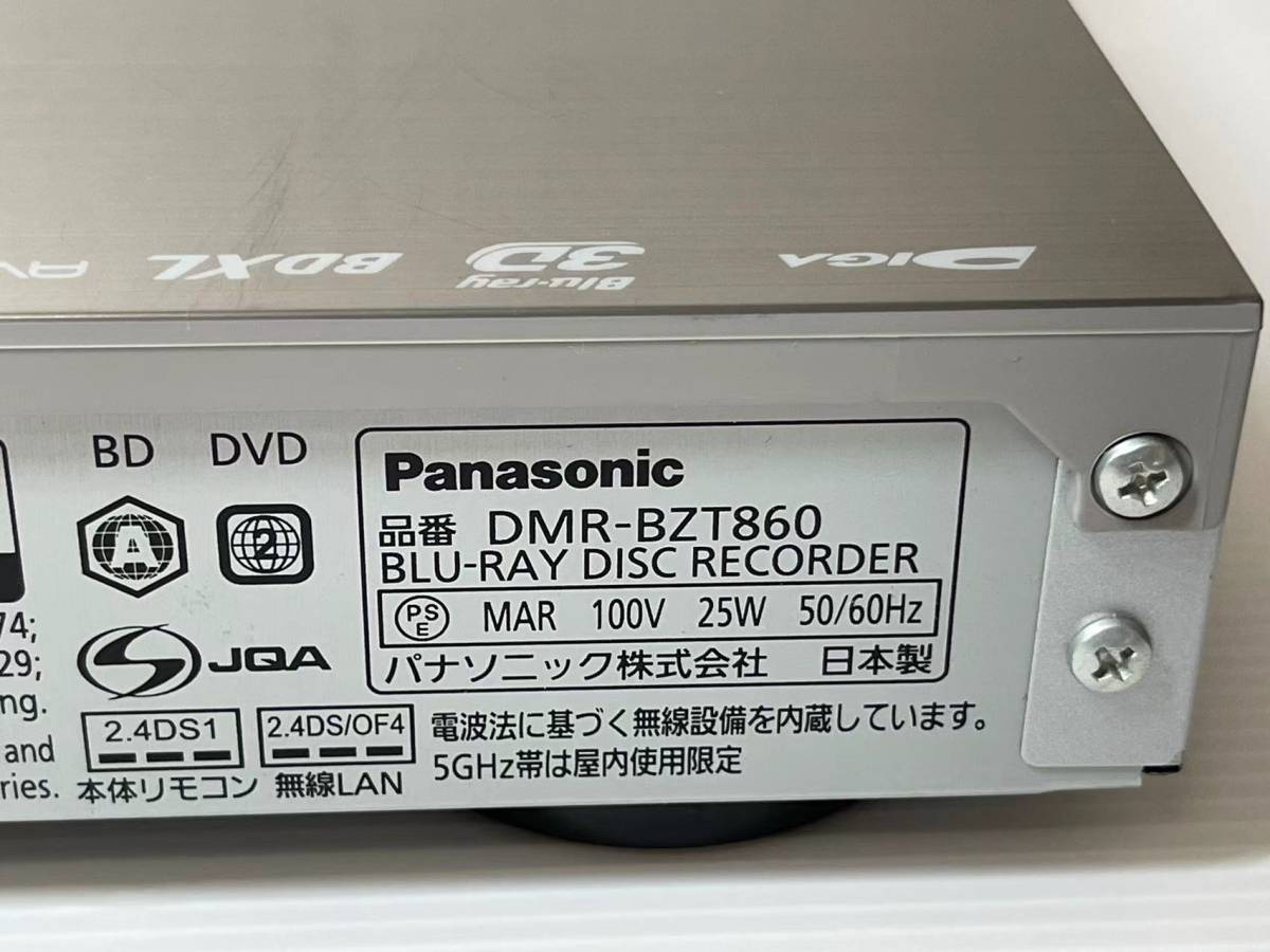 パナソニック DMR-BZT860 ブルーレイレコーダー Blu-ray GFマナミ様動作未確認•ジャンクPanasonic プレーヤー Panasonic パナソニック　DMR-BZT860　ブルーレイディスクレコーダー　作動確認済み2013年　日本製