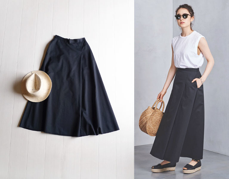 【新品未使用】UNITED ARROWS / ロングスカート ユナイテッドアローズ TOKYO 定価1,7万 チノ素材ブラックのロング