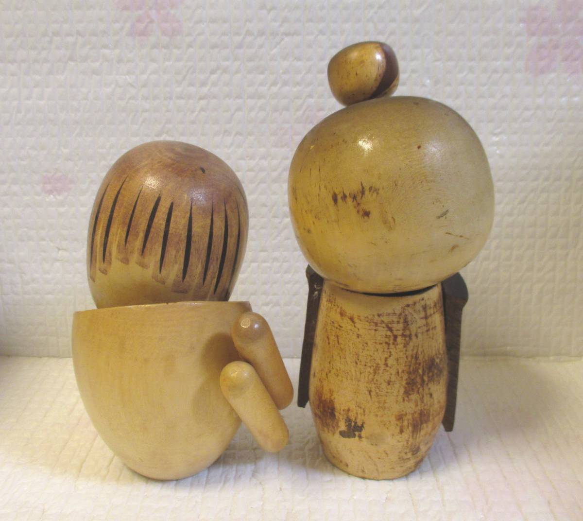 タ）創作こけし 伝統人形 たけし作 「うたふ春」「はにかみ」2点まとめ 