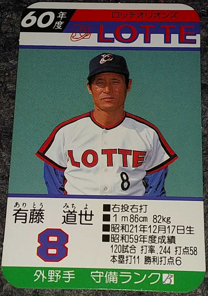 タカラプロ野球カードゲーム昭和60年度ロッテオリオンズ 有藤通世 