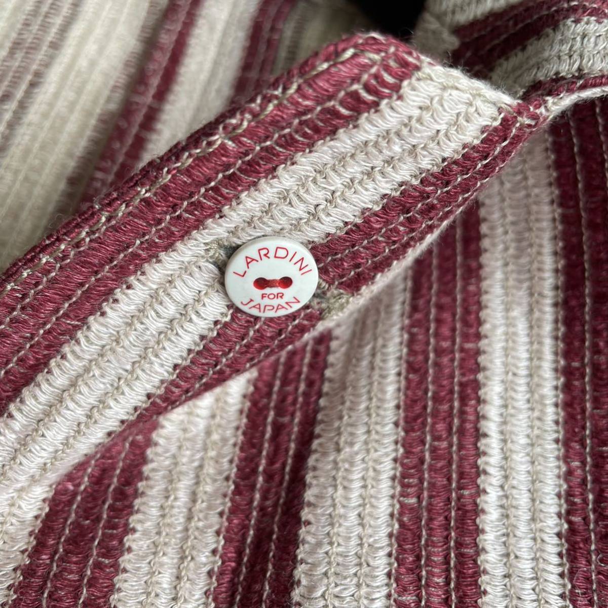 LARDINI:ラルディーニ》美品 春夏 リネンコットン ツイードストライプ 