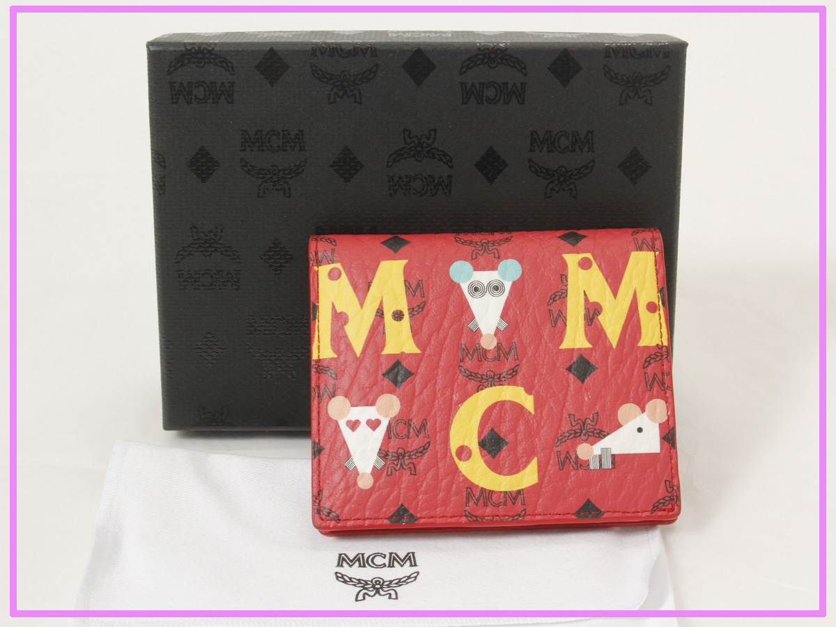 MCM エムシーエム コンパクト財布 干支 子 ねずみ 赤 レッド(MCM