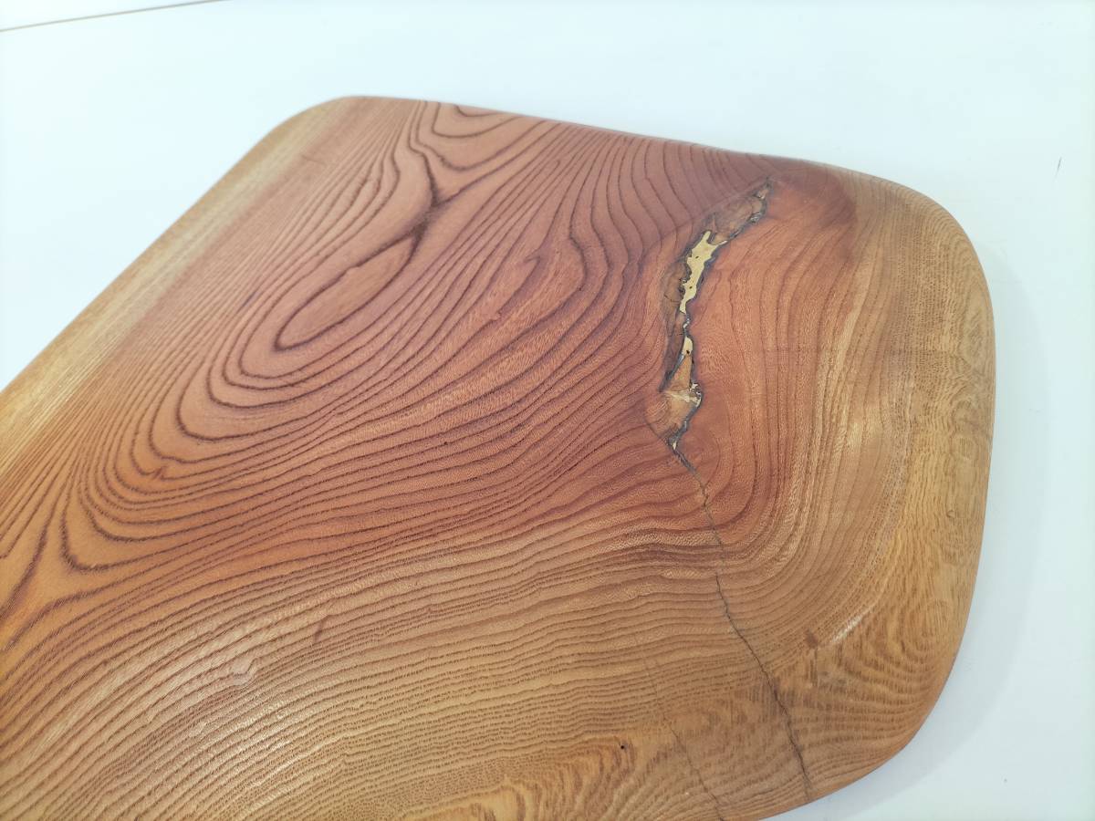 タモ5 花台 木製 約3kg53×30×厚み5cm 切り株 盆栽台 置物台 飾り台