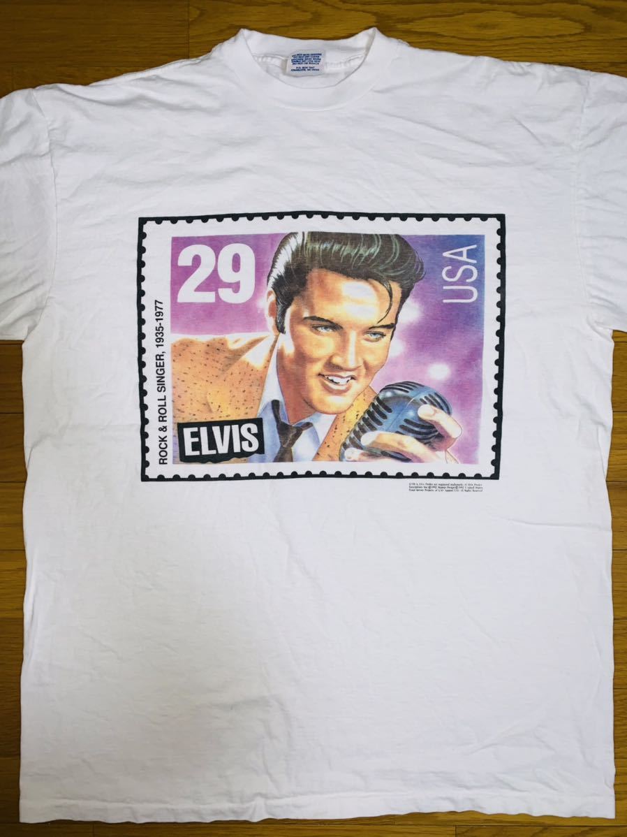 90's Elvis Presleyエルビス プレスリーTシャツ 切手柄 USA製 80's
