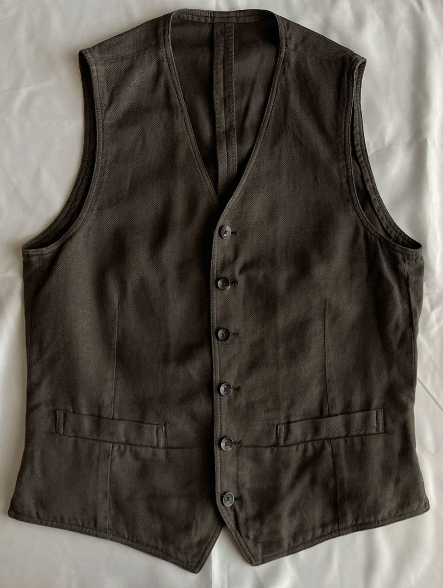 LARDINI 新ロゴ ラルディーニ 44 S～M ジレ ベスト 最高級 カーキグレー系 コットン タリアトーレ 好きにおススメ 42 46