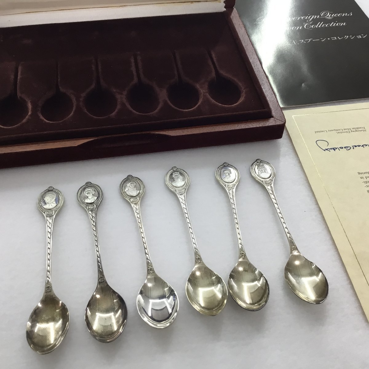□FRANKLIN MINT 英国女王スプーン コレクション アンティーク 銀製 