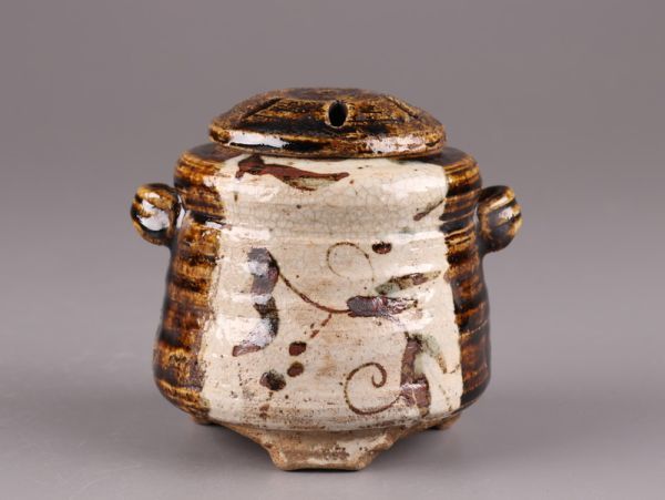 古美術 織部焼 双耳 香炉 時代物 極上品 初だし品 4118(織部)｜売買