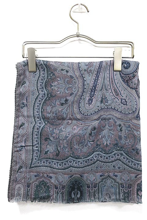中古】ETRO エトロ 小物 大判ストール ウール混 シルク混 秋冬春