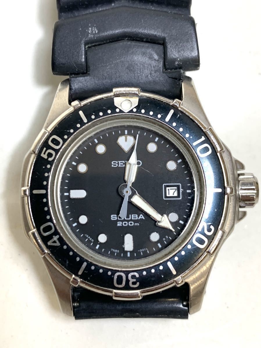 SEIKO SCUBA セイコー クォーツ 7N85-001A 稼働 レディース 難あり 