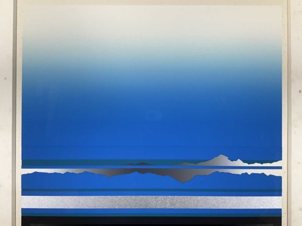 真作保証□□シルクスクリーン□沢田哲郎□「海」□実力人気作家□額付 
