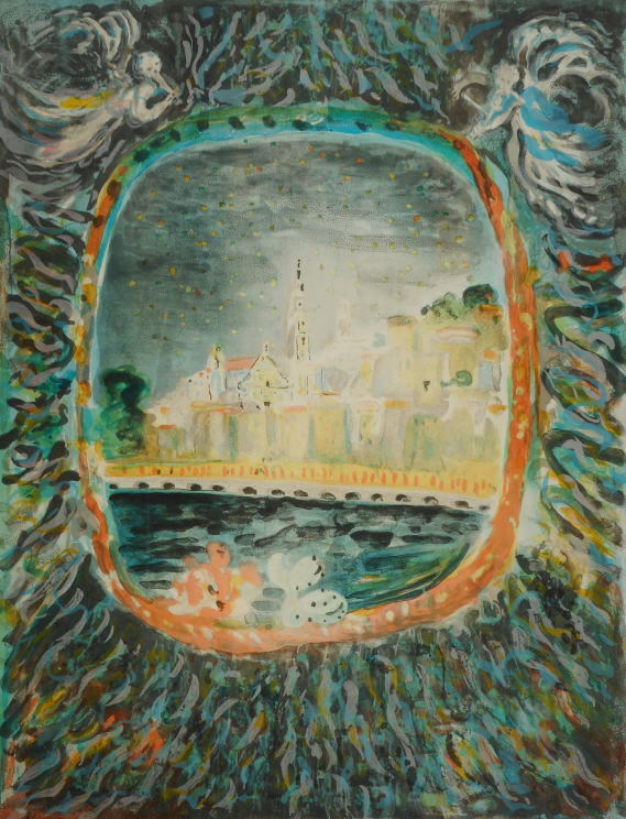 テレスコヴィッチ「競馬場」リトグラフ49/95額56×74.5絵37×55cm 1円～テレスコビッチ 窓 テレスコヴィッチ「競馬場」リトグラフ49⁄95