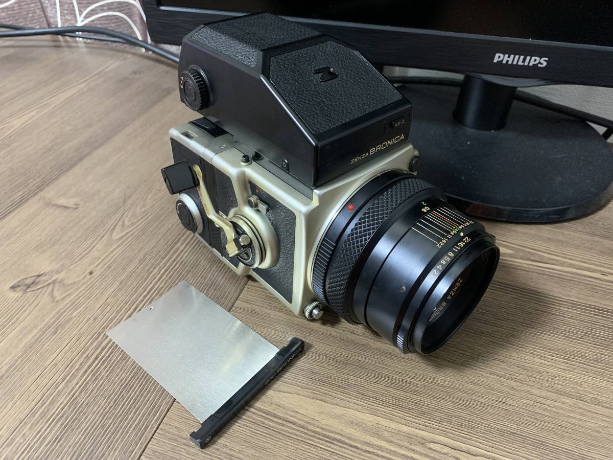 Zenza Bronica ETRS AE-II 75mm 説明書付 動作品 ZENZA BRONICA ETR S AE-Ⅱ ZENZANON MC 75mm 1:2.8 ゼンザ ブロニカ